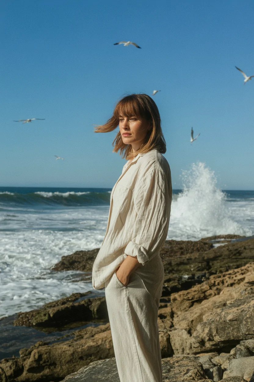 Side-Swept Bangs for Softening Angles