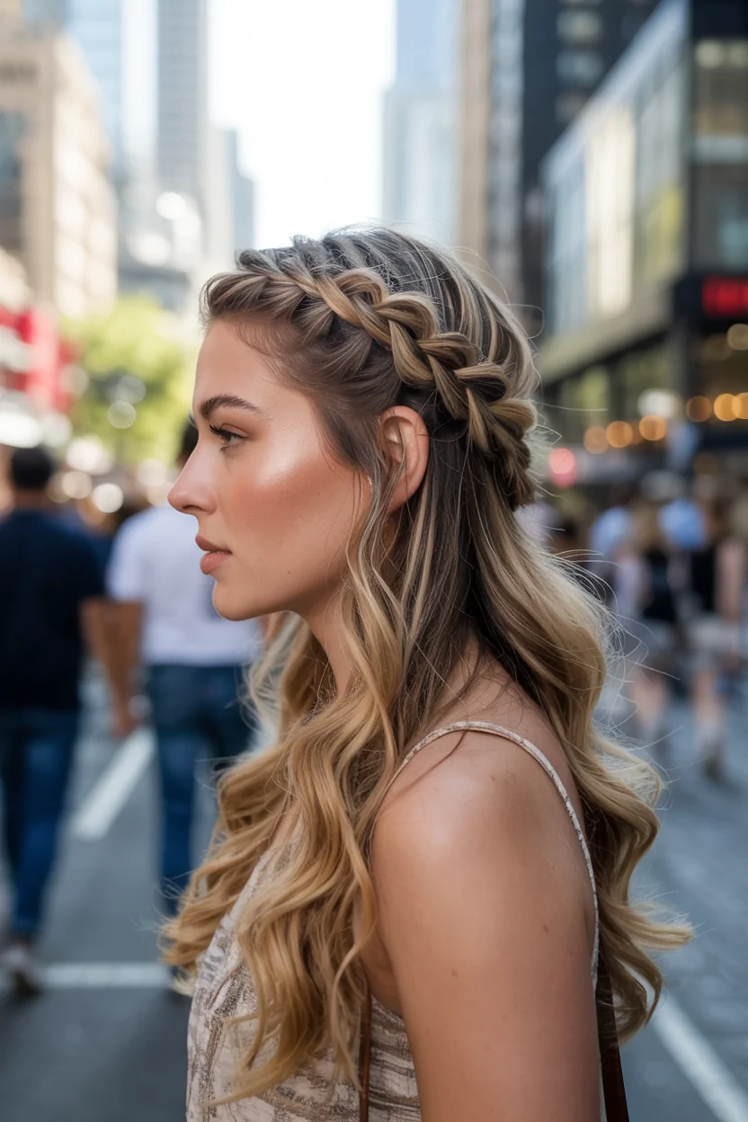  The Half-Up Twisted Crown Braid That Looks Harder Than It Is