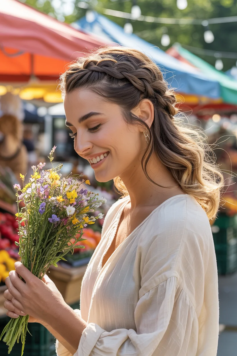 Twisted Crown Half-Up Hairstyle