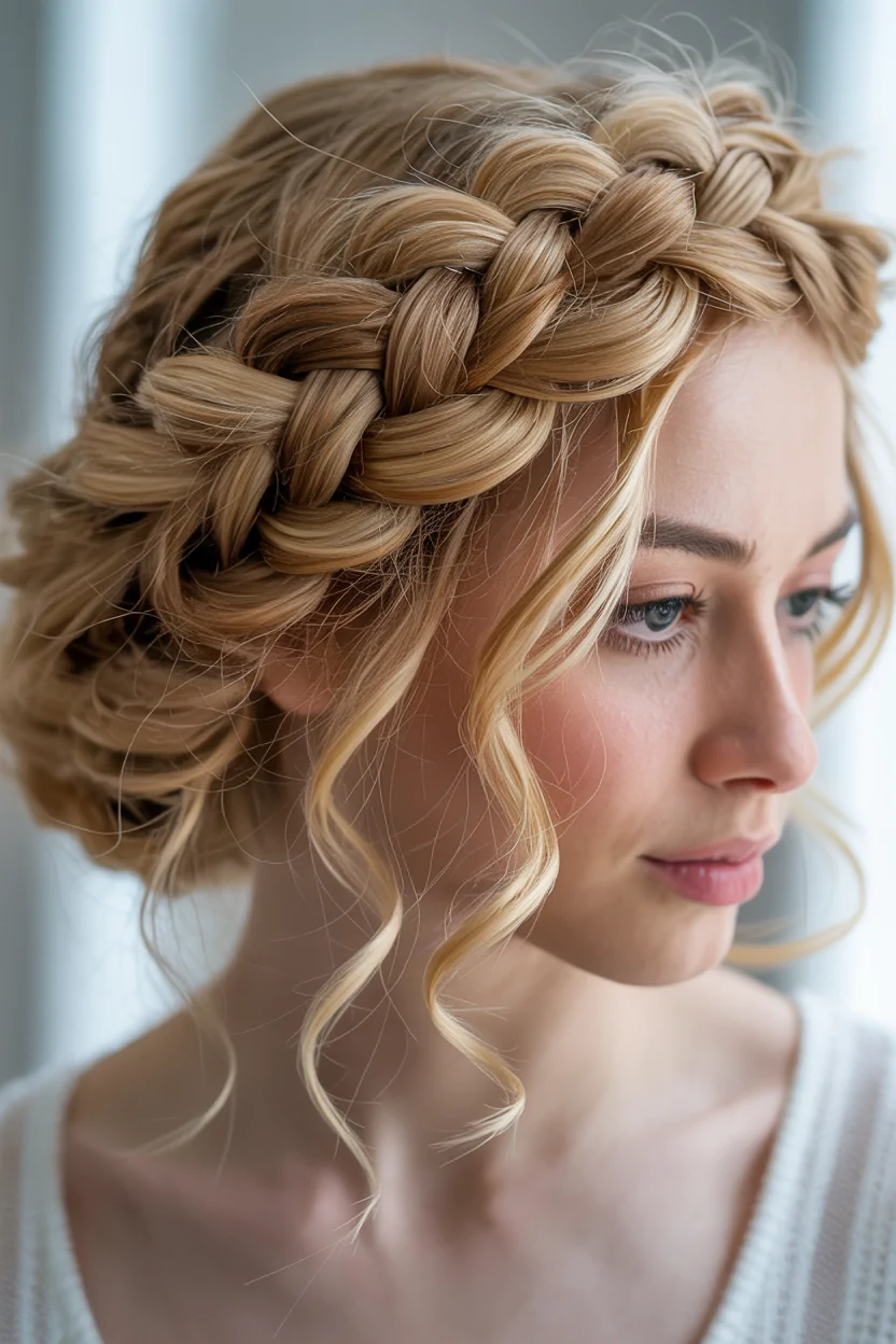 Braided Halo with Curly Accents