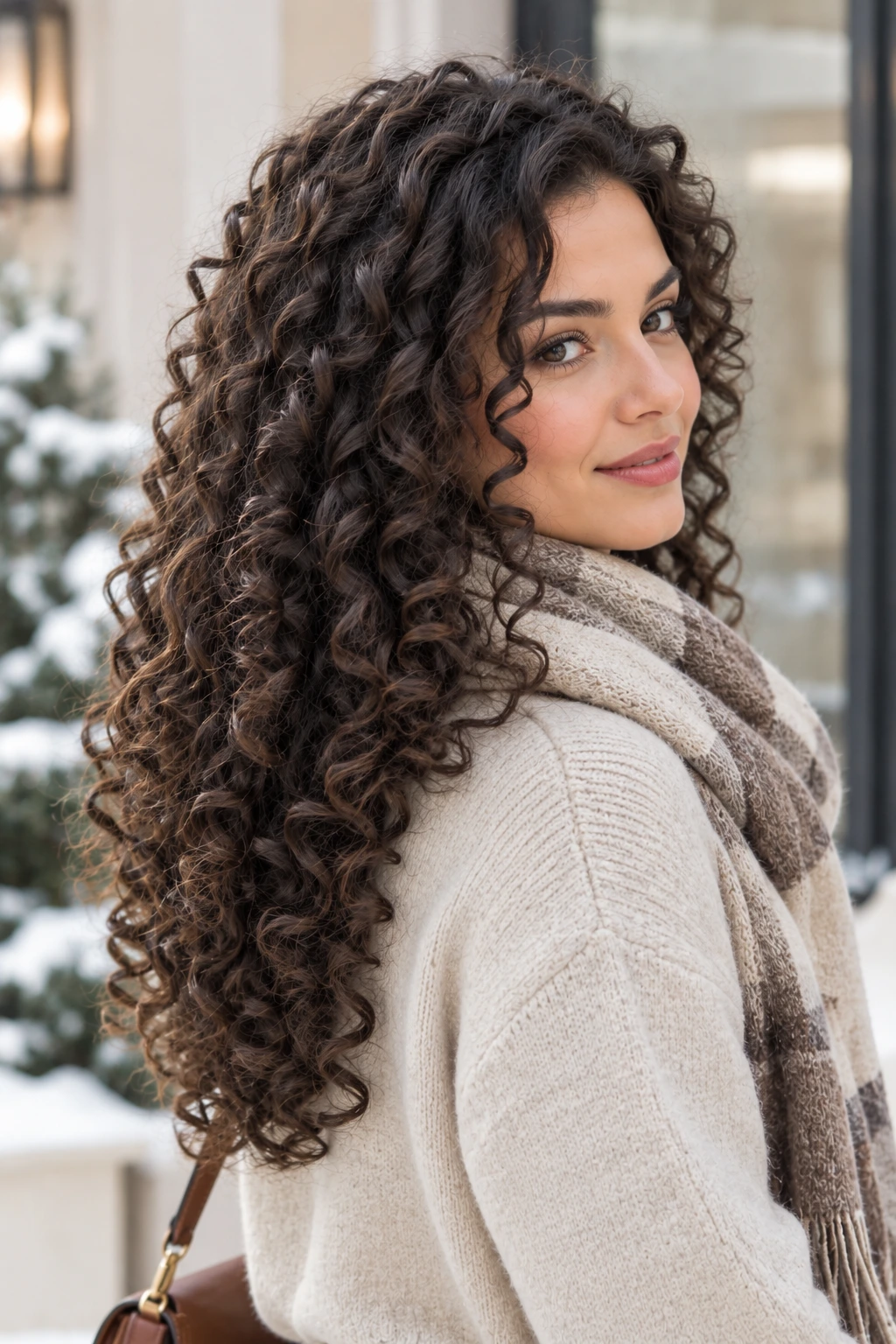 Curly hair cut with defined spiral layers