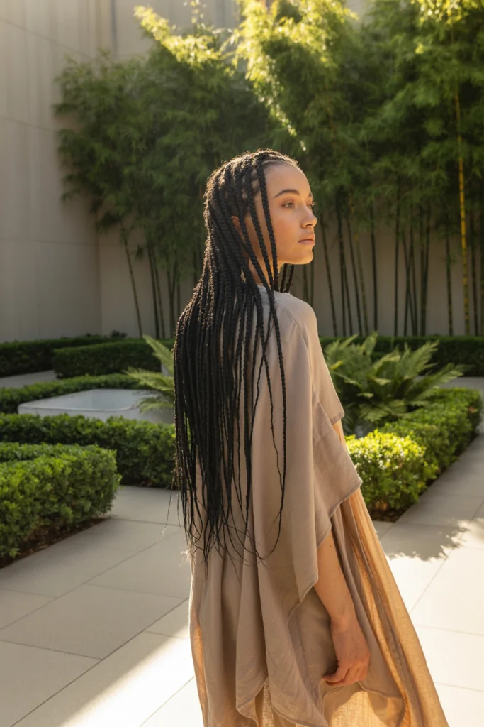 Ghana Braids With Minimalist Chic Ensembles