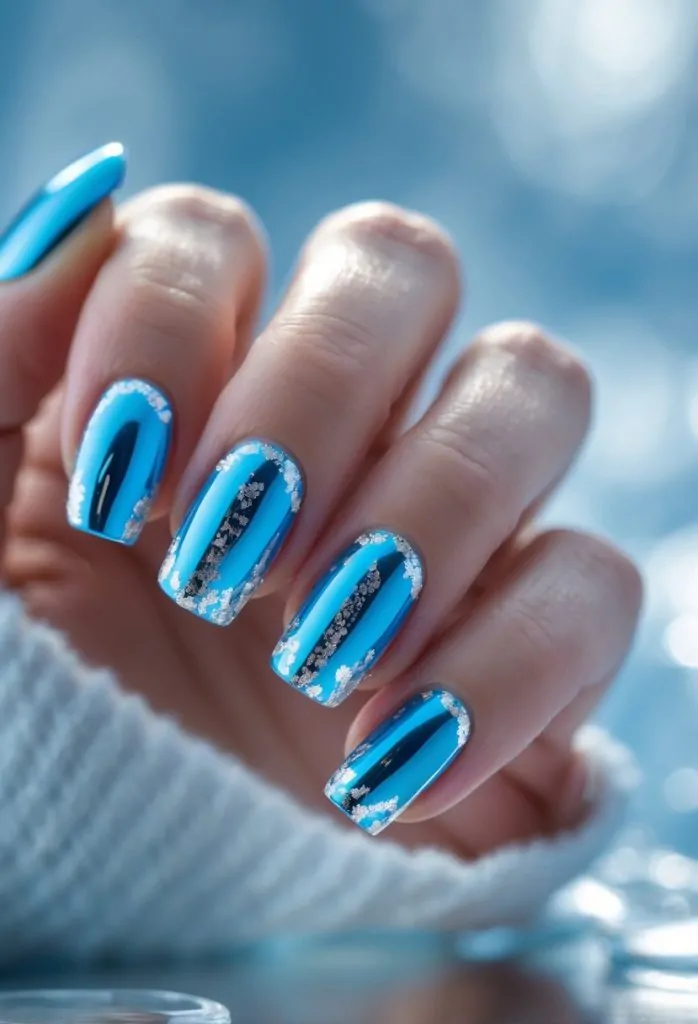 Icy Blue with Silver Foil