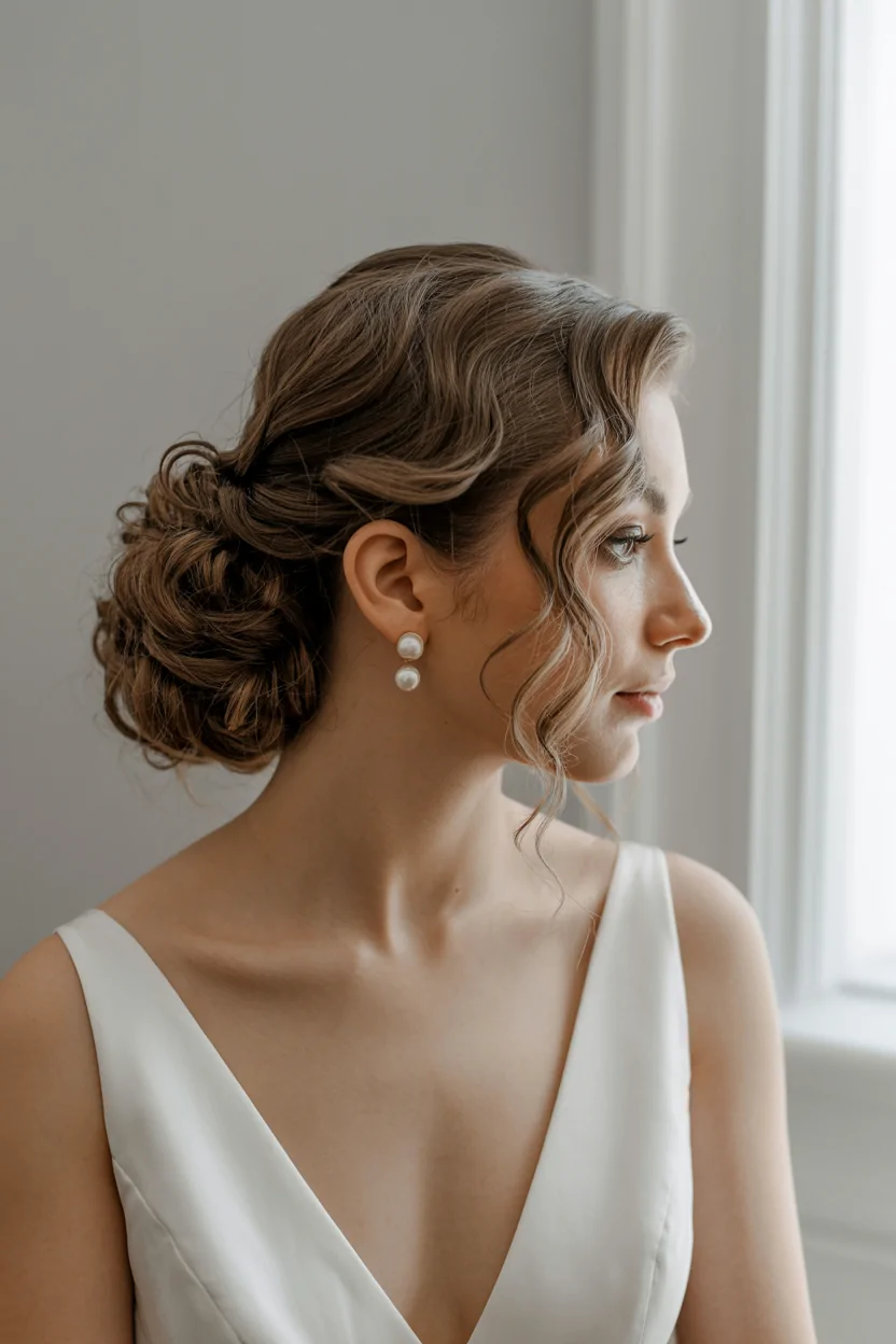 Low Curly Bun with Volume