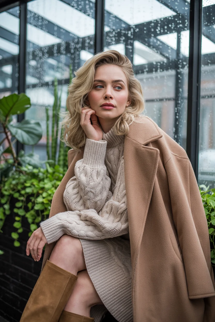 Monochrome neutral-toned winter layering