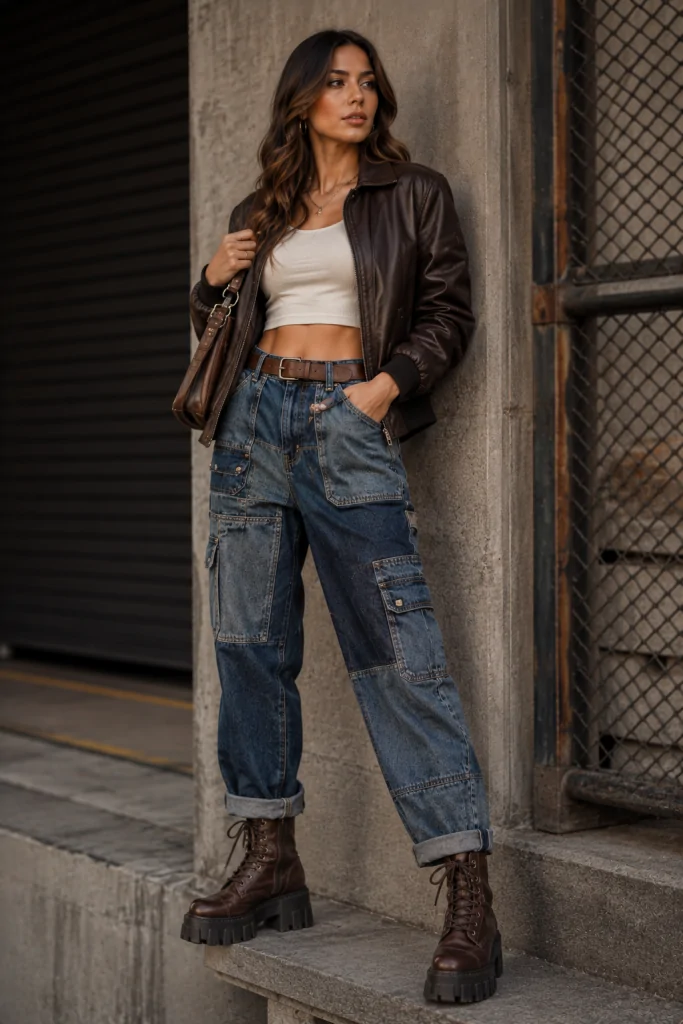 Reworked Workwear Denim with Chunky Boots