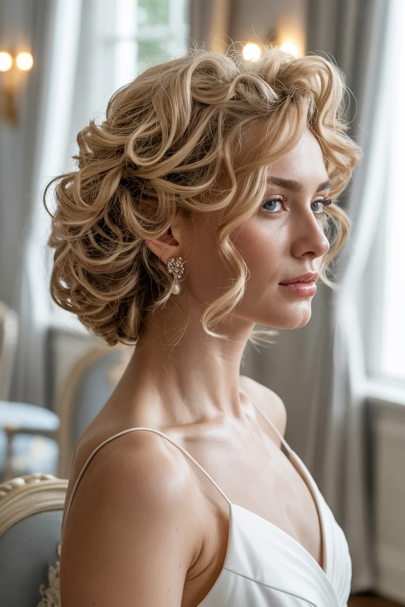 Romantic Voluminous Curled Updo