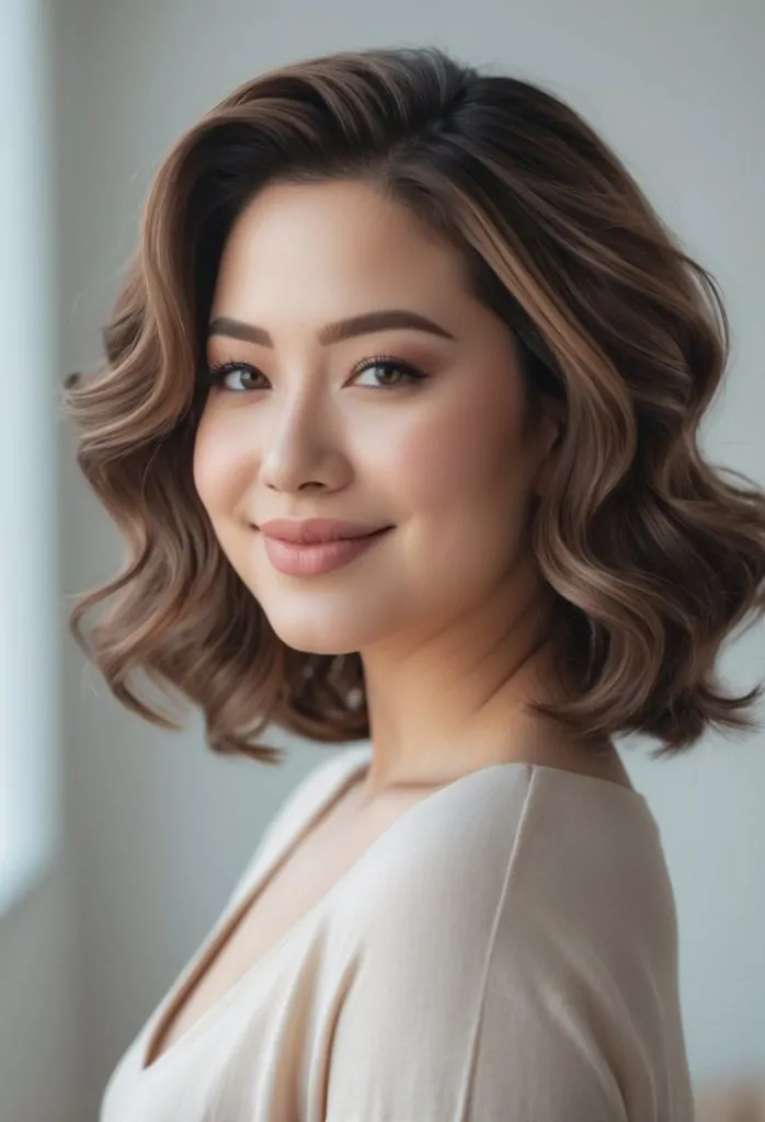 Side-parted waves to slim the face
