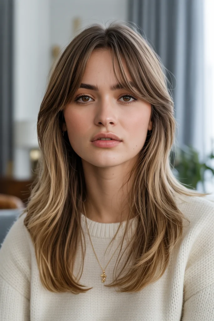 Soft middle-parted bangs