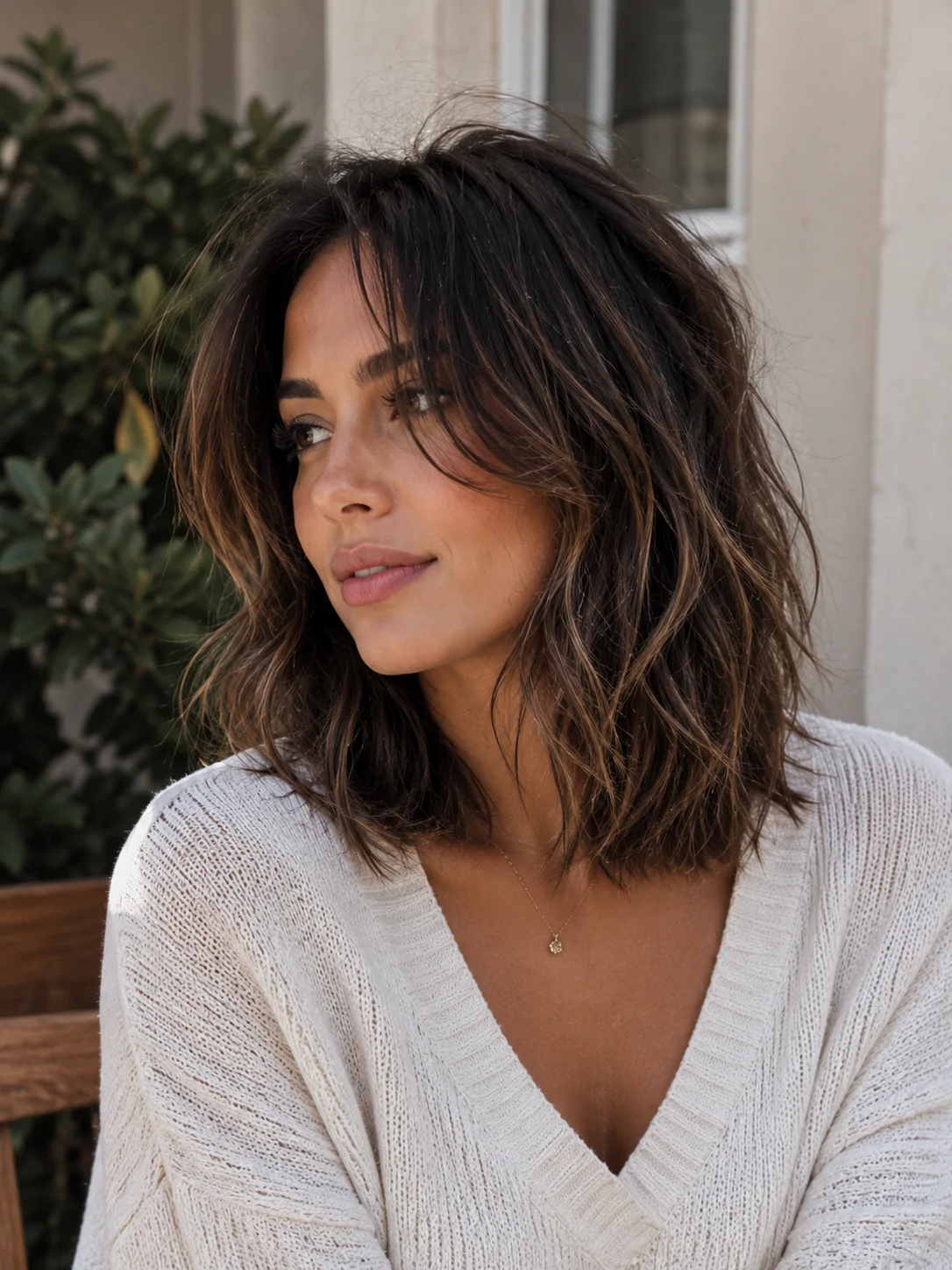 Textured Layers on Medium-Length Hair