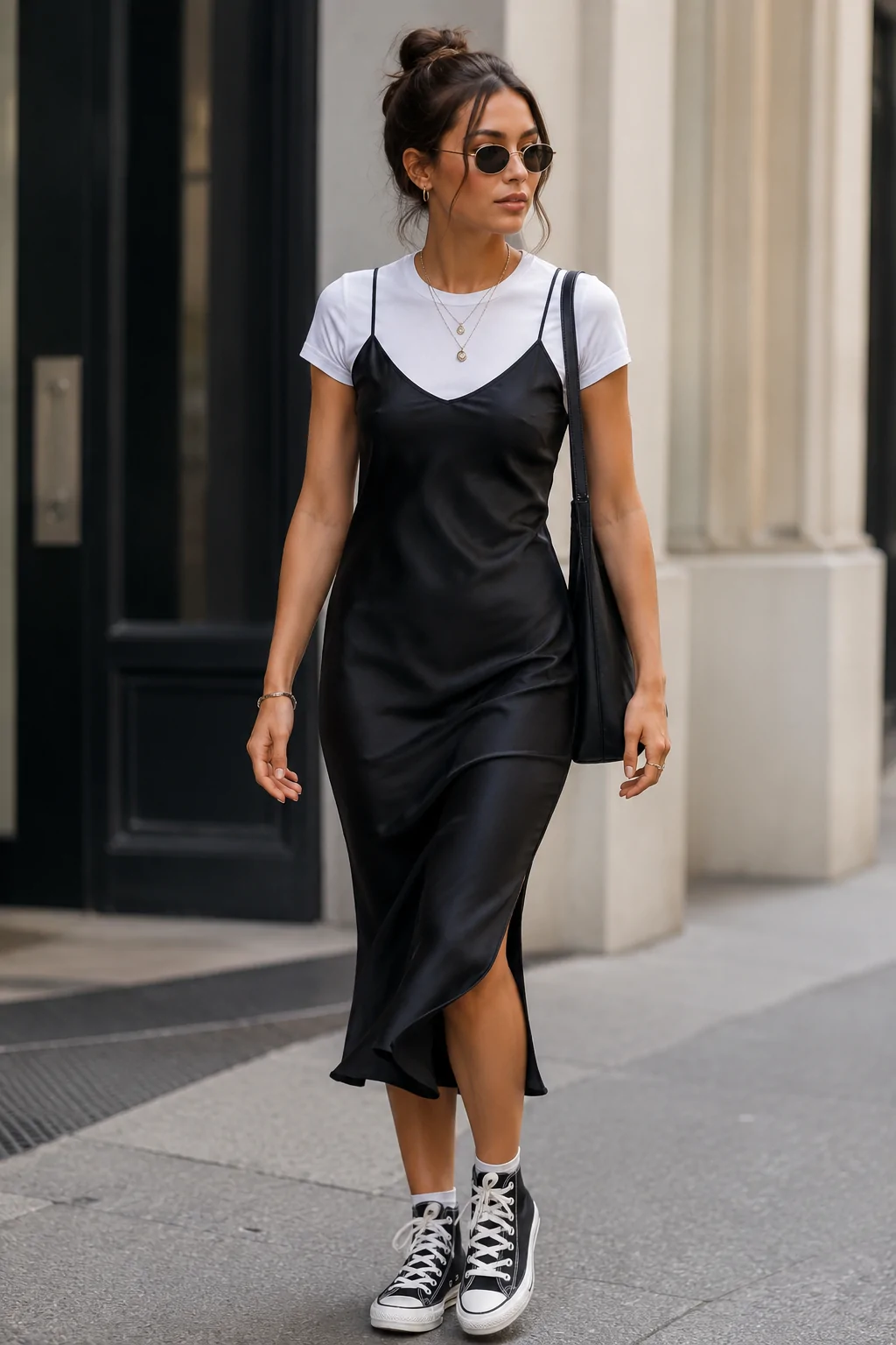 The Slip Dress Over a T-Shirt