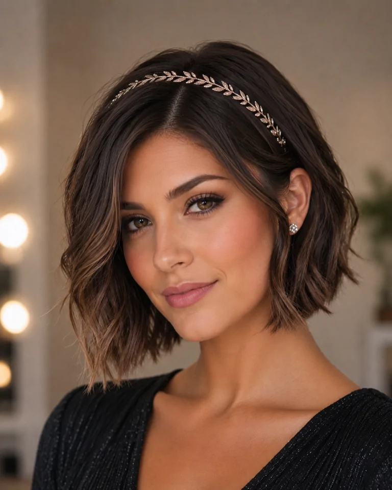 Wavy bob with metallic hairband