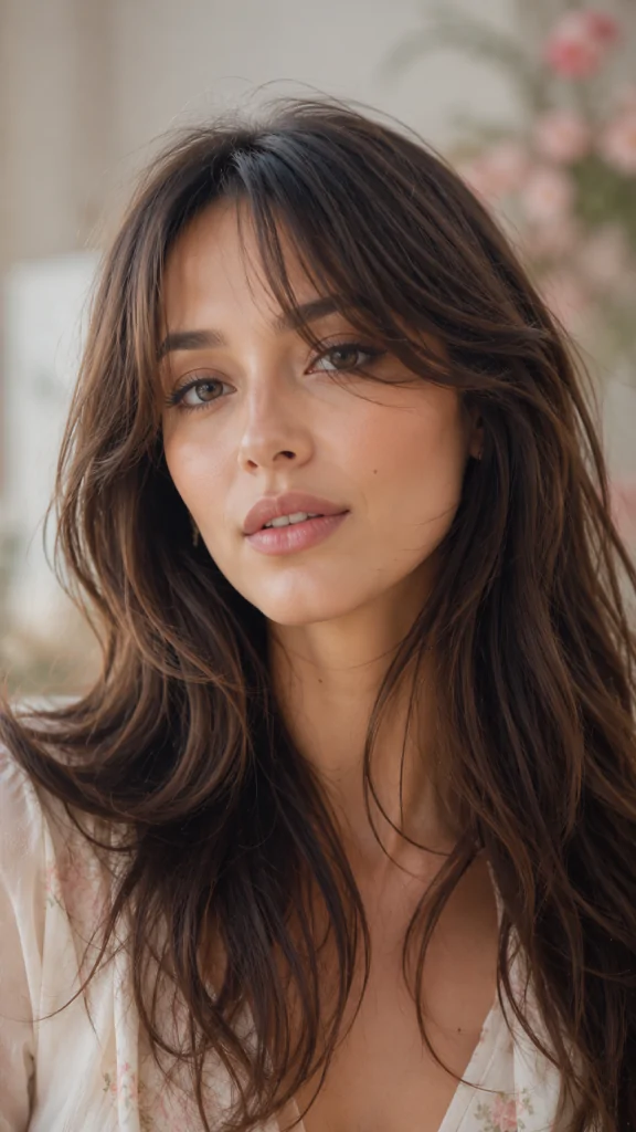Aesthetic Long Hair With Side Curtain Bangs