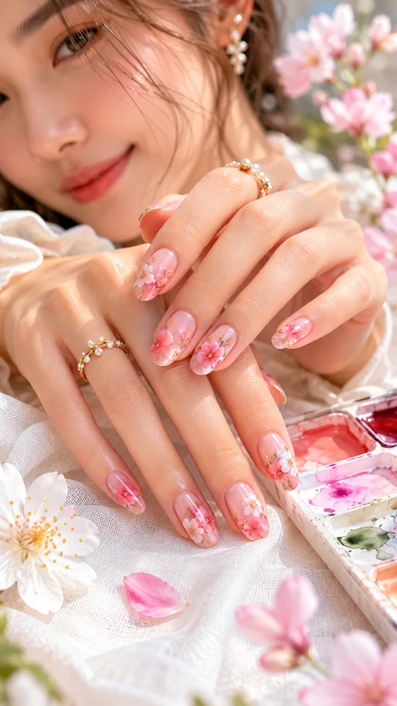 Cherry Blossom Sakura Nail Art