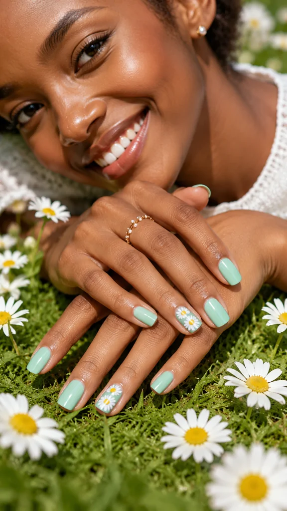Daisy Accent Nails