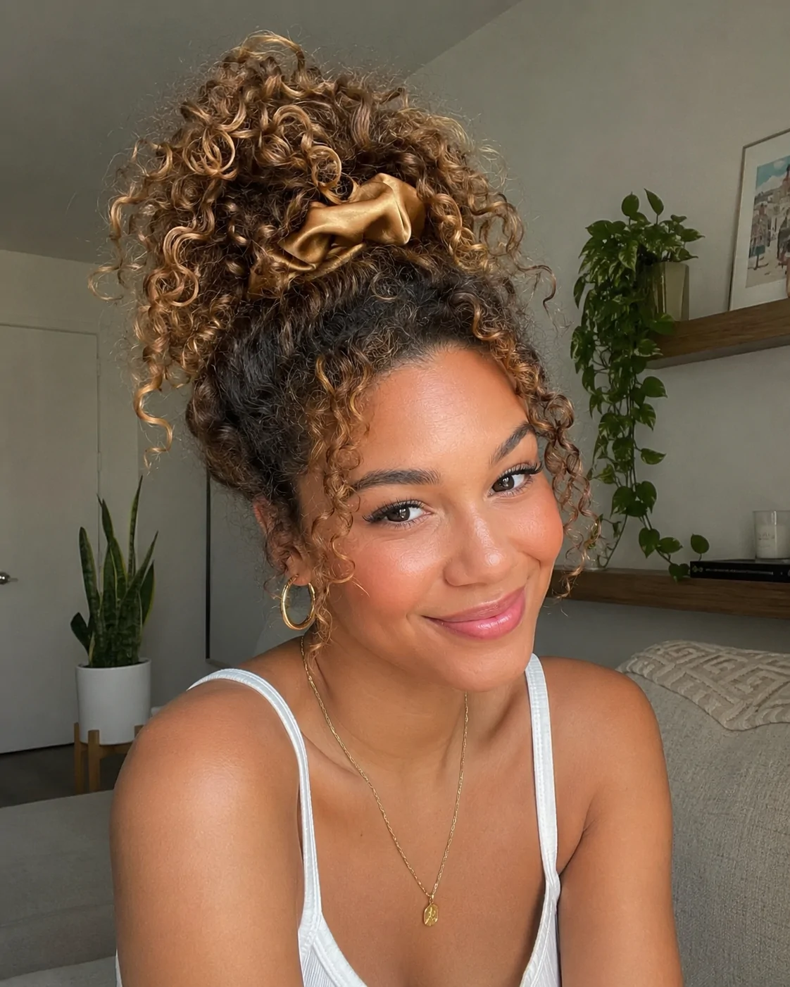 Half Up Curly Bun