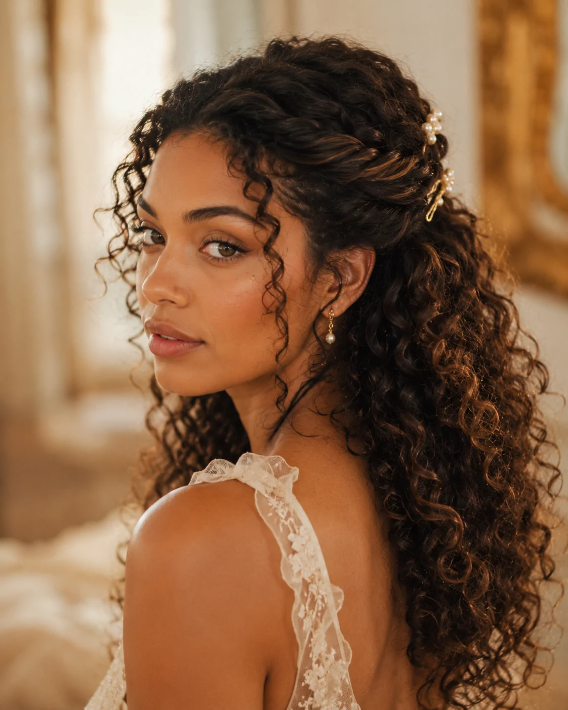 High Curly Messy Bun