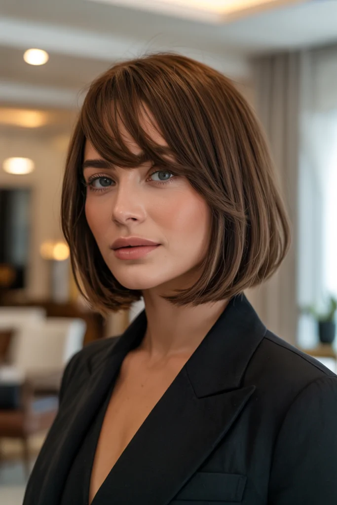 Medium Length Bob With Side Bangs