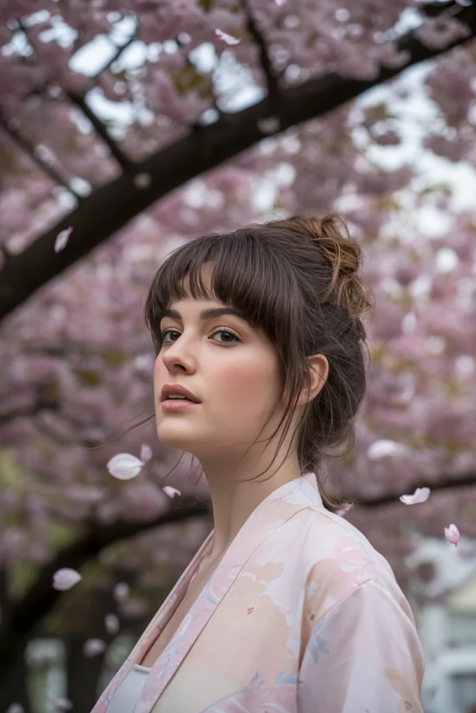 Messy Bun with Bangs