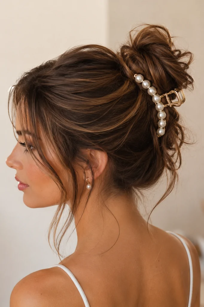 Messy Bun with Hair Accessories