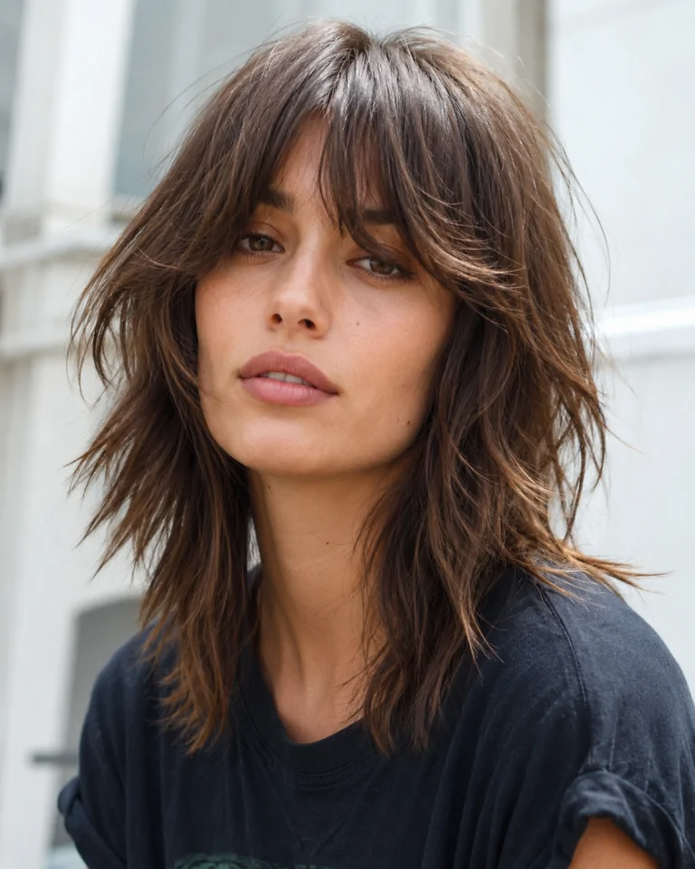 Shoulder Length Shaggy Bob With Bangs