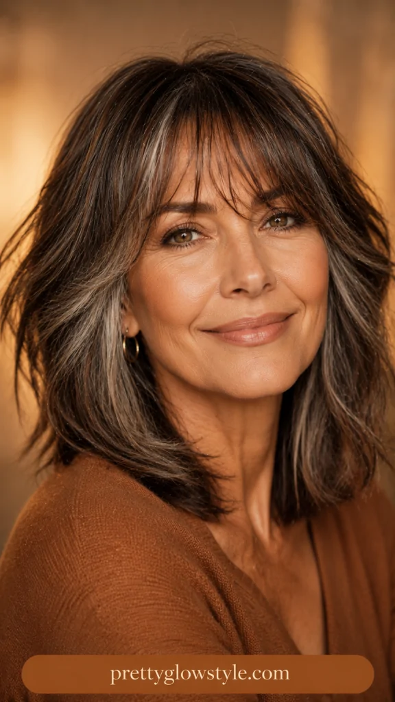 Soft Layered Bangs for Mature Skin
