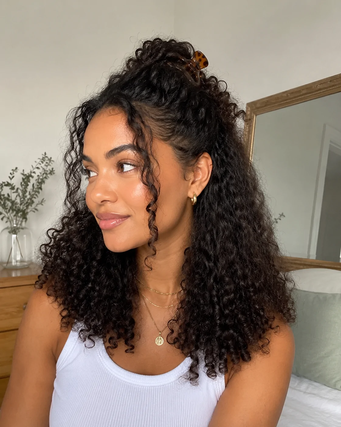 Twisted Curly Half Updo
