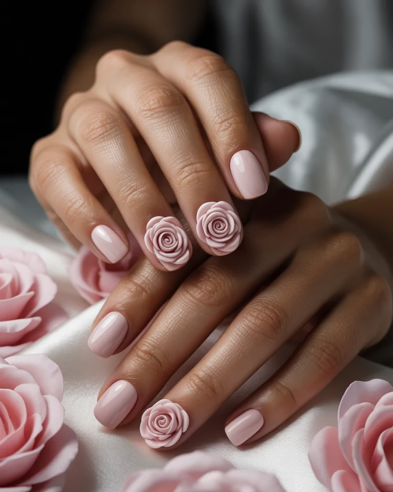3D Sculpted Rose Nails