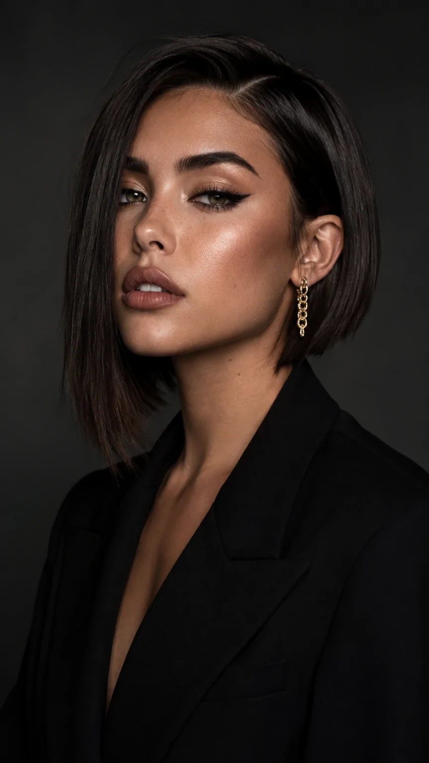 Asymmetrical Bob With Angled Front