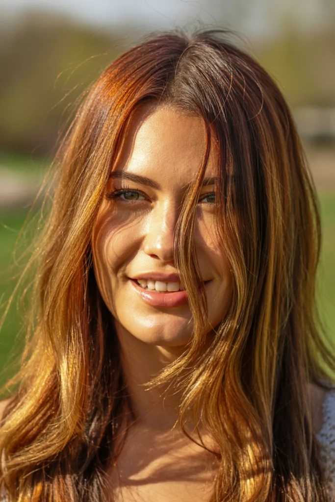 Chestnut Brown with Caramel Highlights