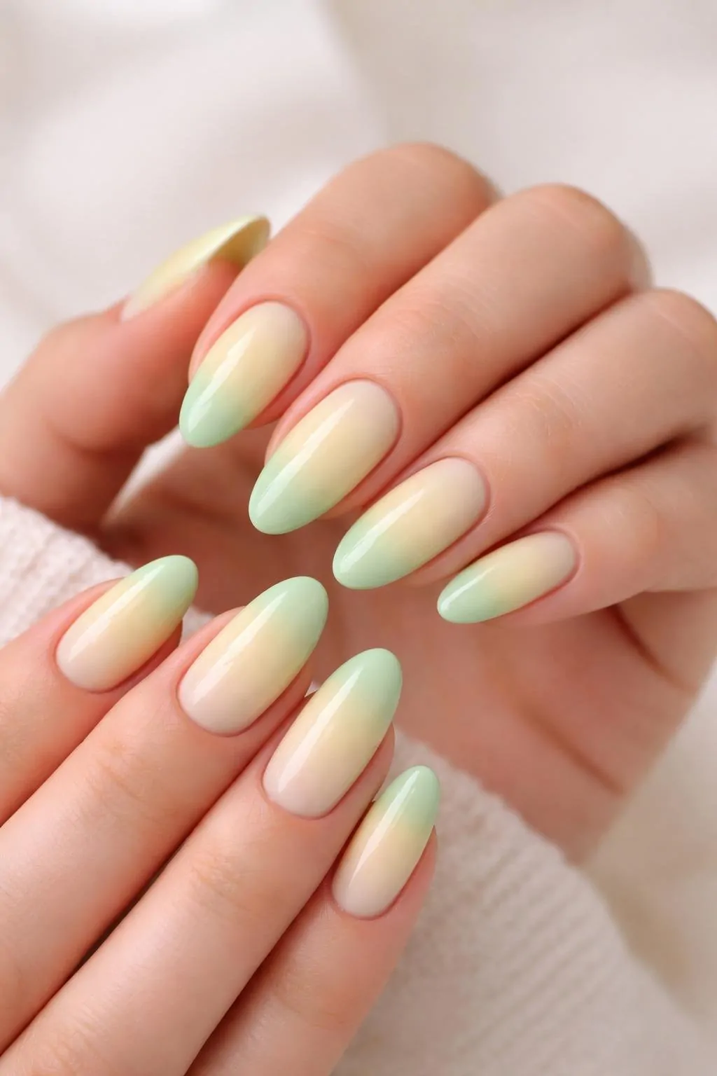 Creamy Yellow to Pale Green Ombre