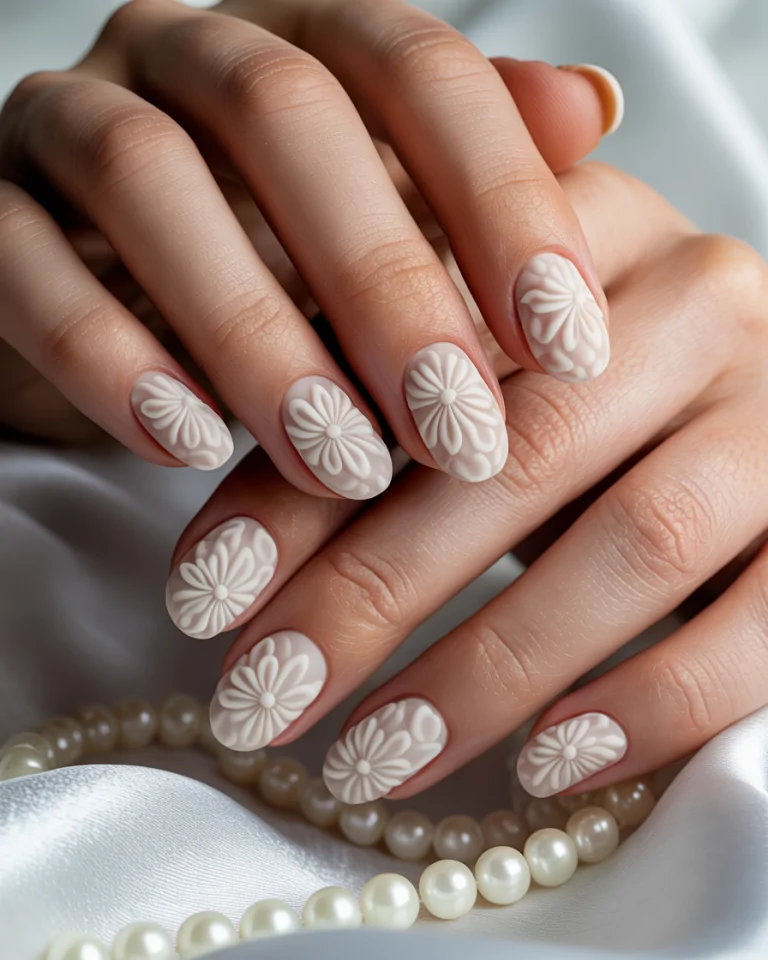 Embossed Floral Texture Manicure