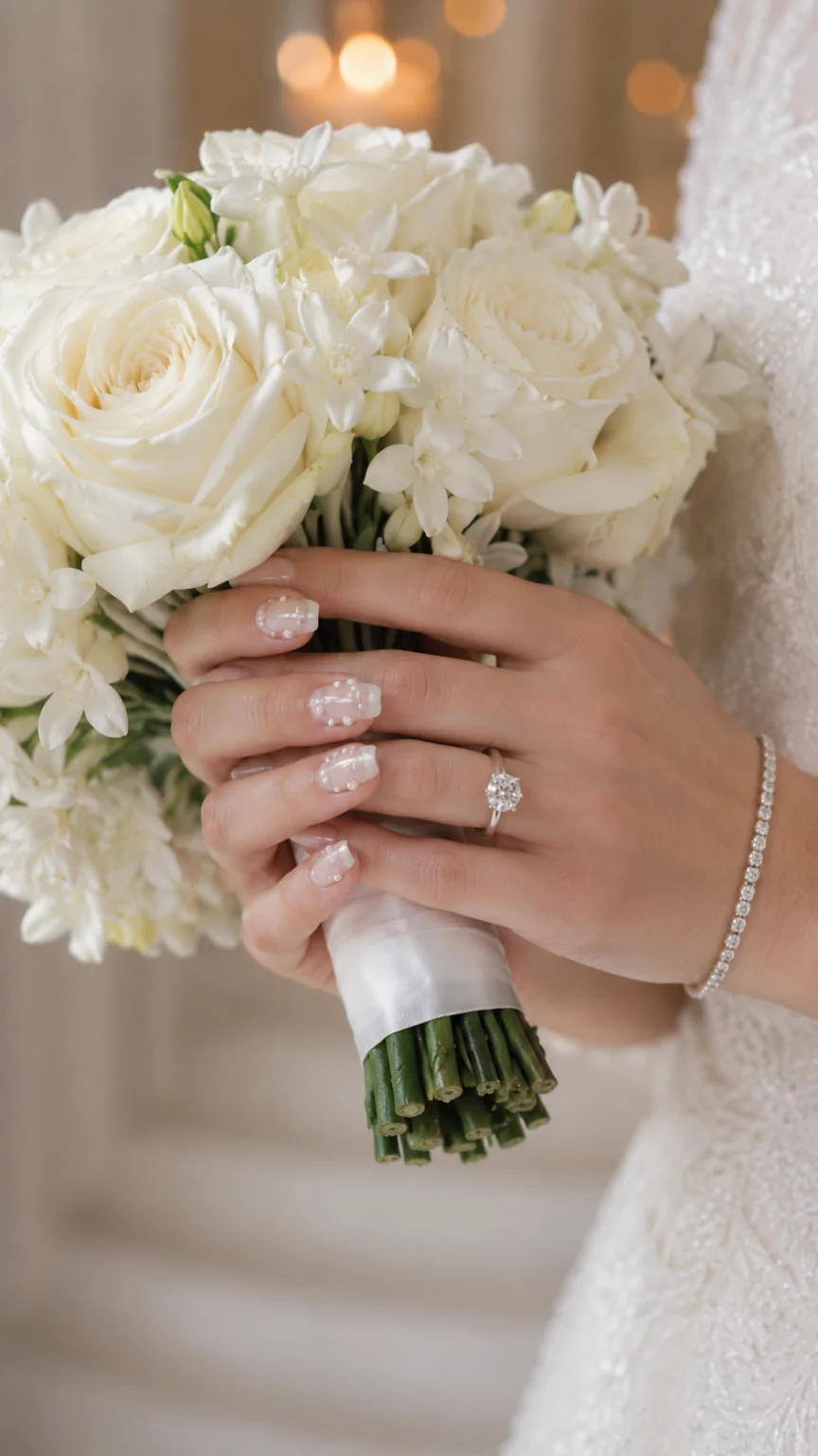 Milky White Acrylic With Pearl Details