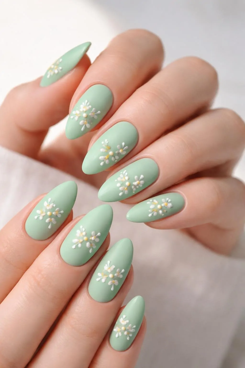 Milky White Almond With Pearl Accents