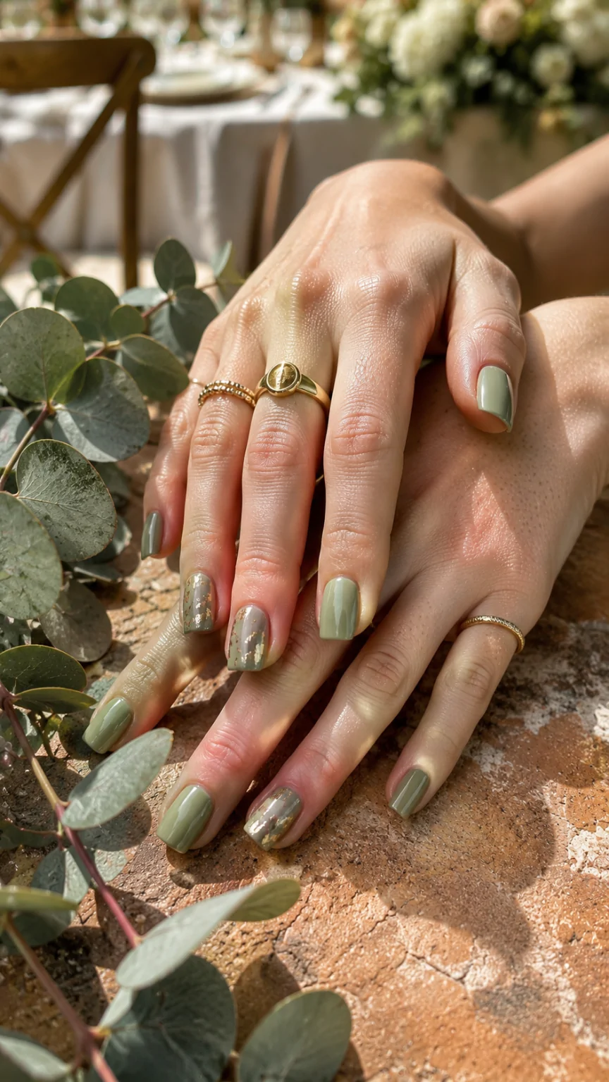 Sage Green Acrylic With Gold Foil Accents