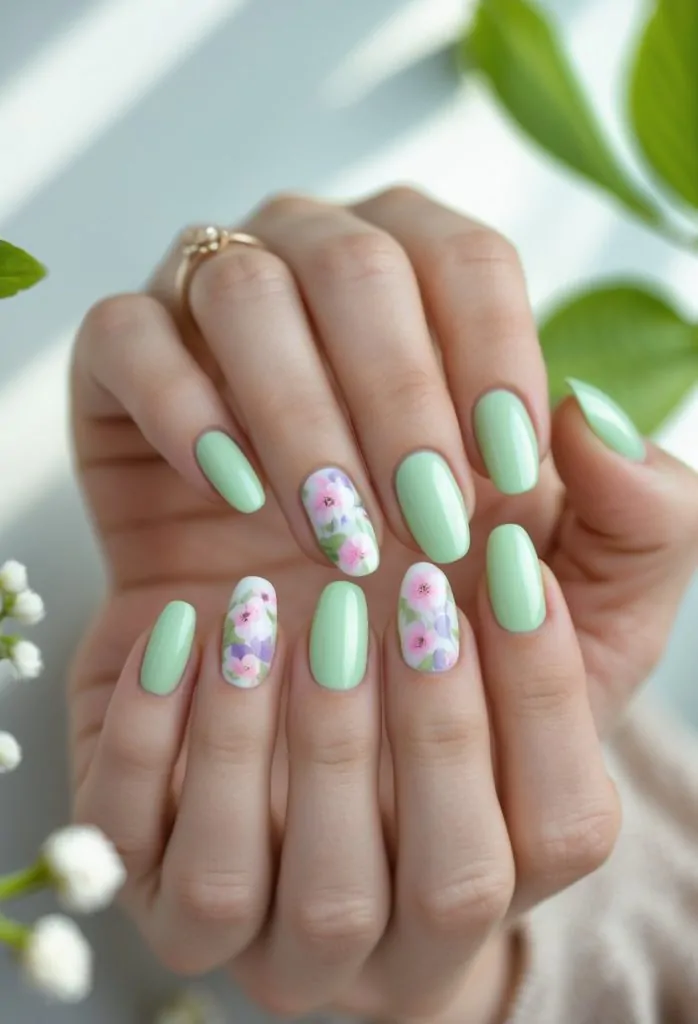 Sage Green Solid Manicure