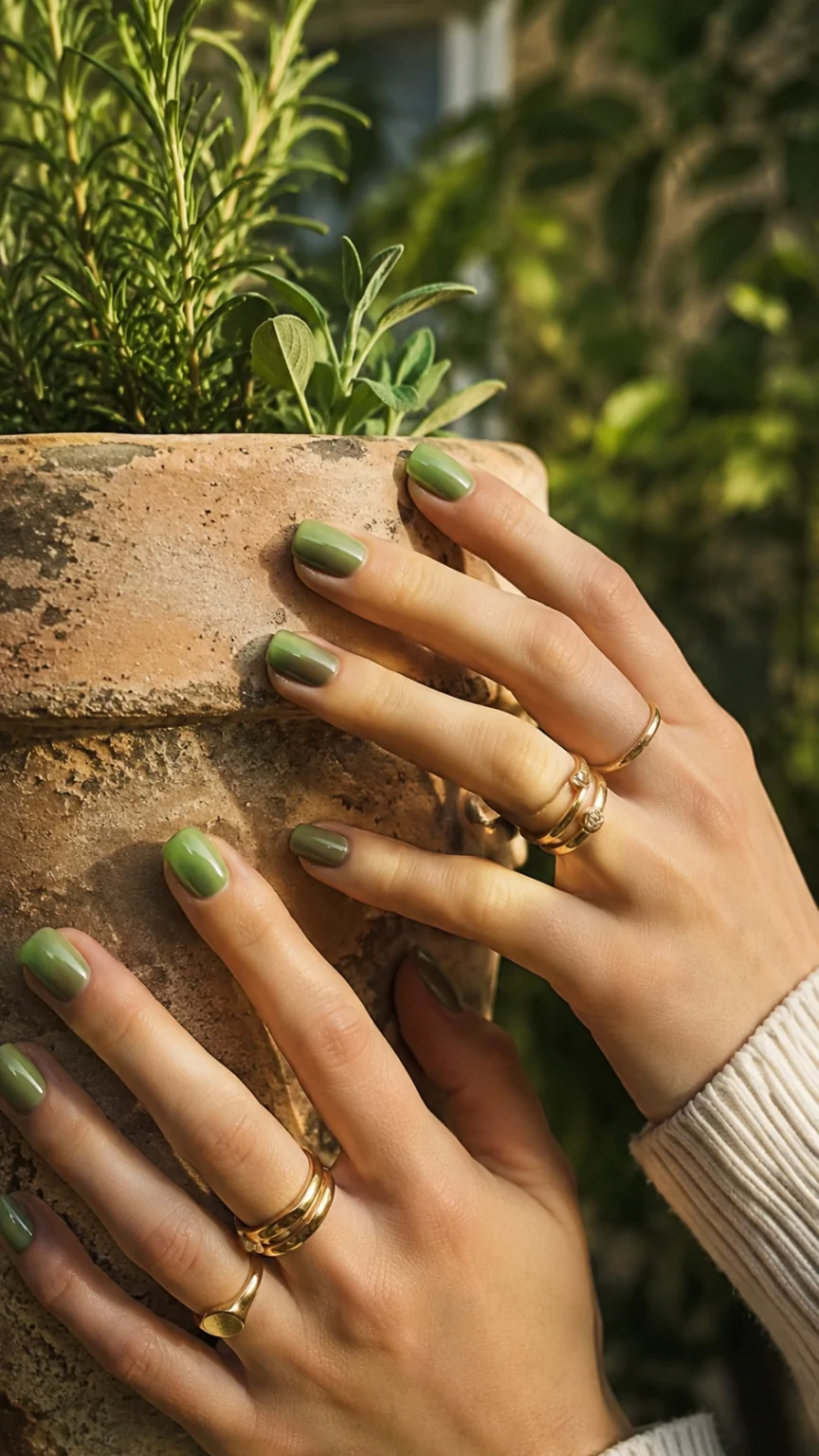 Sage Green Solid Spring Nails