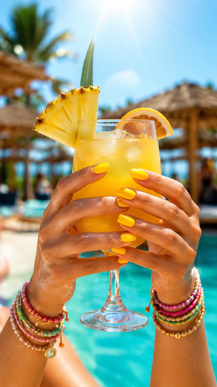 Sunshine Yellow Solid Vacation Nails