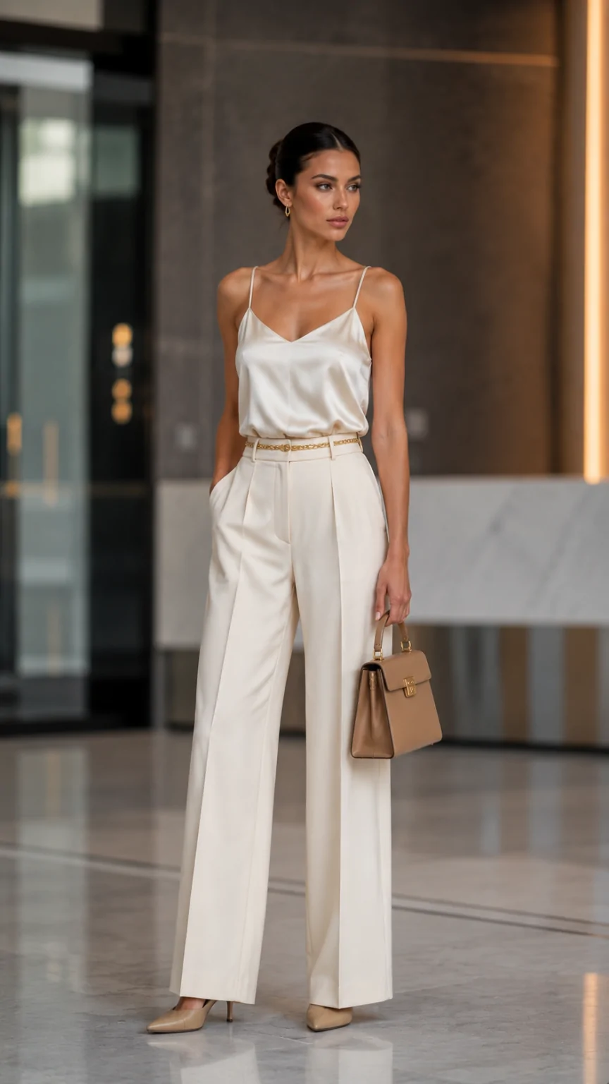 Tailored Trousers With Silk Camisole