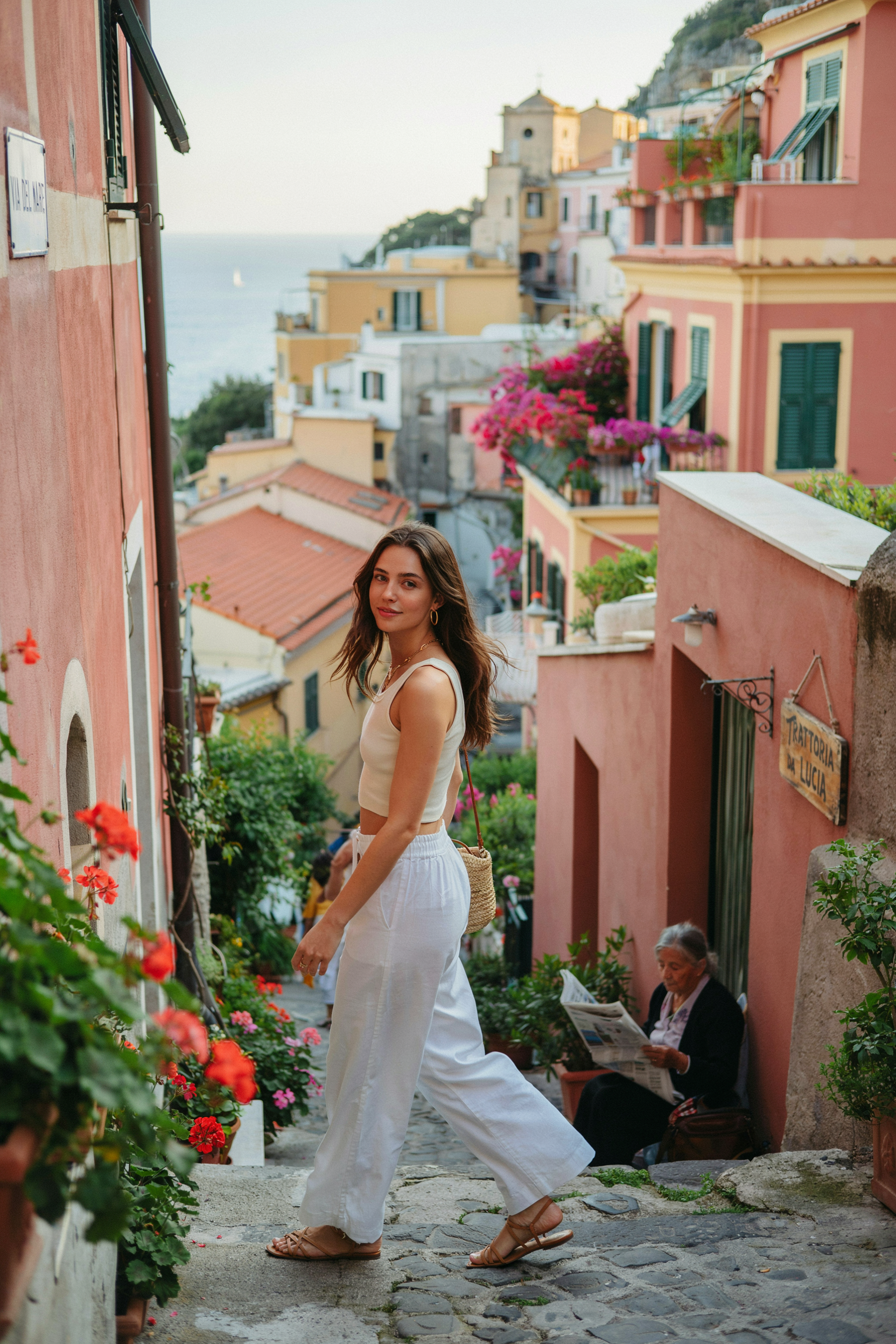 Linen Wide Leg Pants With Crop Top