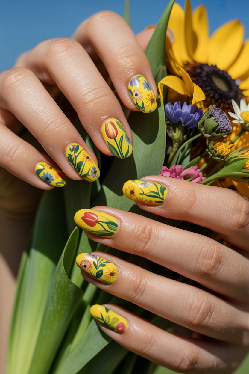 Yellow Floral Print Design
