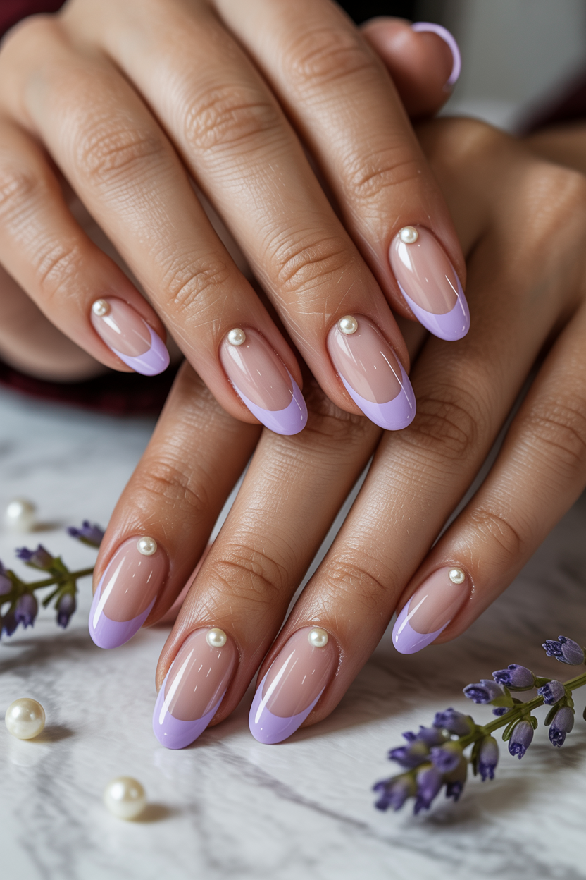 Lavender French Tip Easter Nails