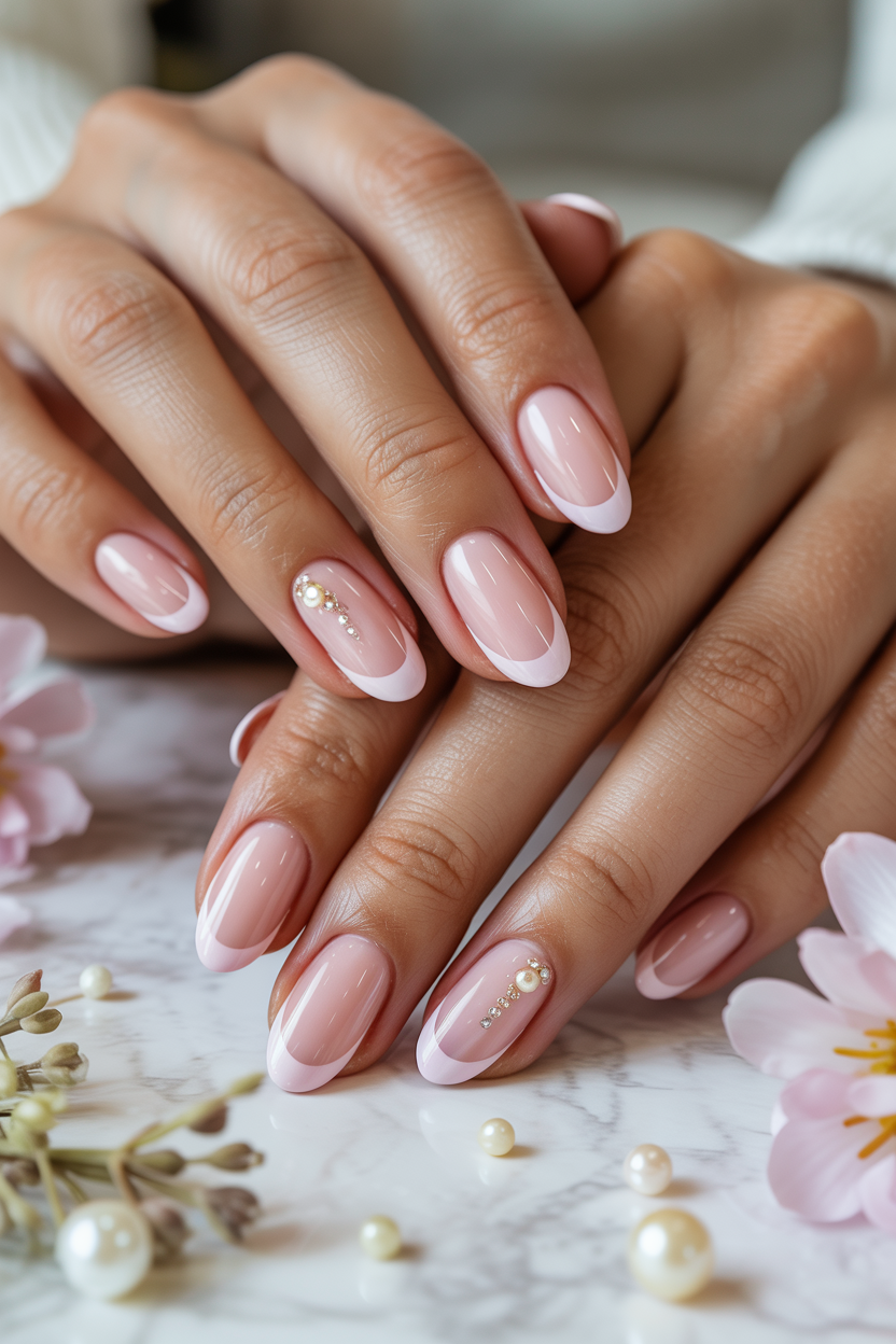 Pastel Pink French Tips With Micro Details