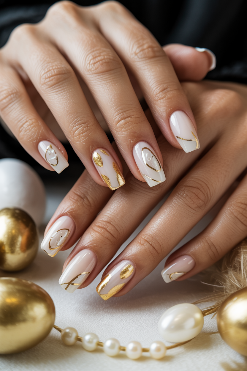 Milky White With Gold Easter Accents