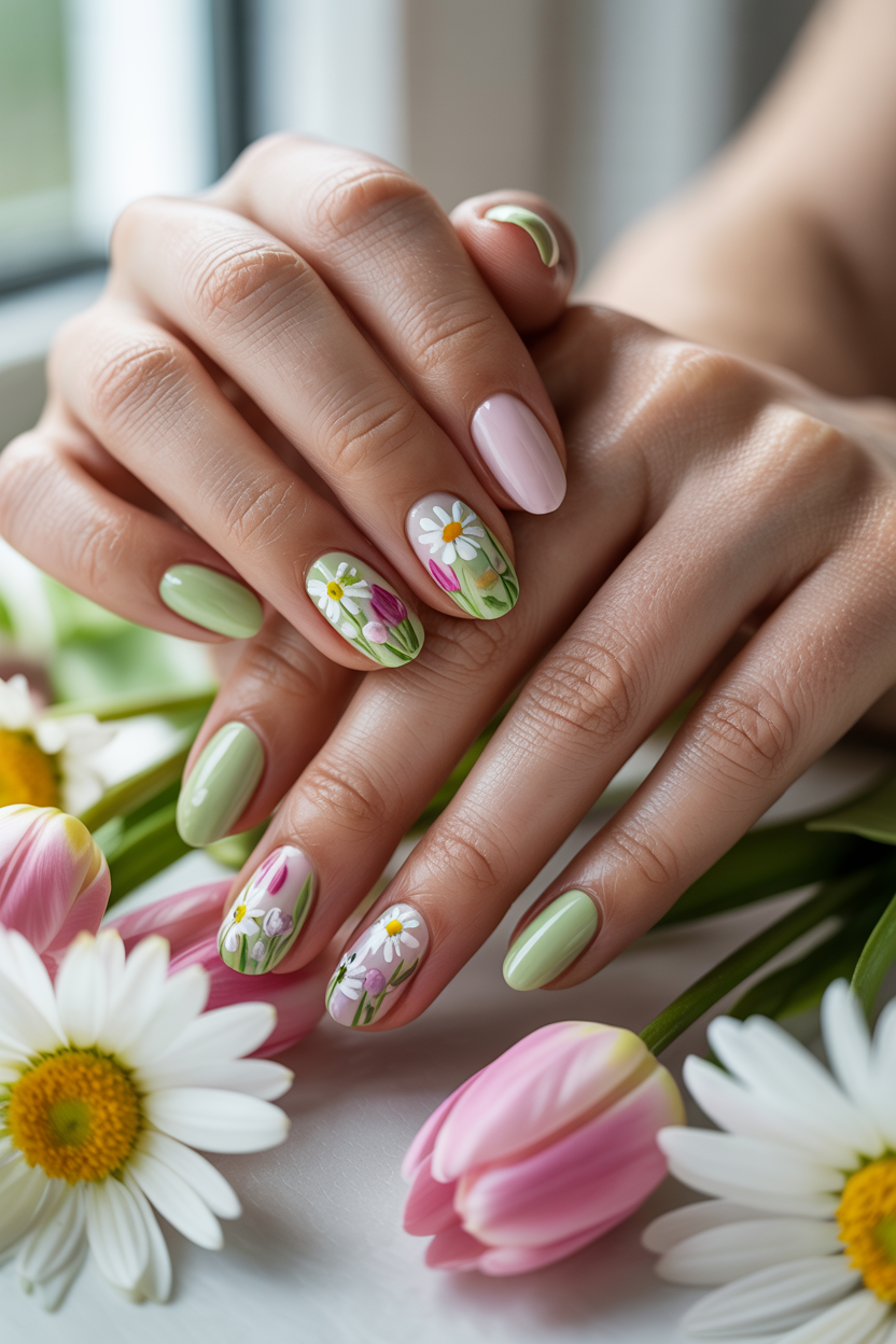 Floral Easter Garden Nails