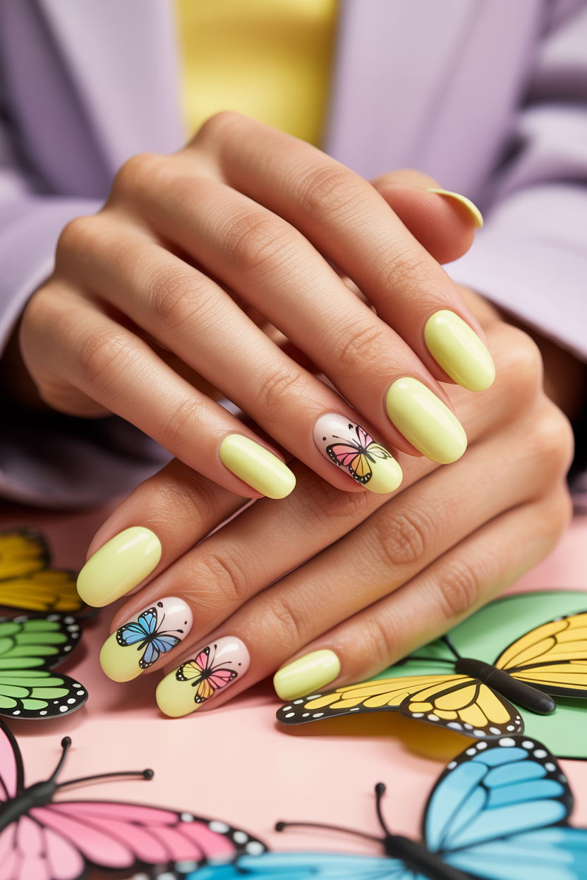 Pastel Yellow With Butterfly Accents