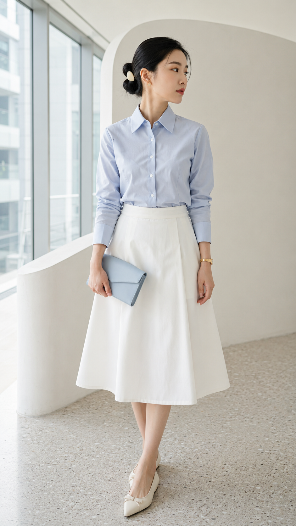 Satin Midi Skirt with an Oversized Blazer for Evening