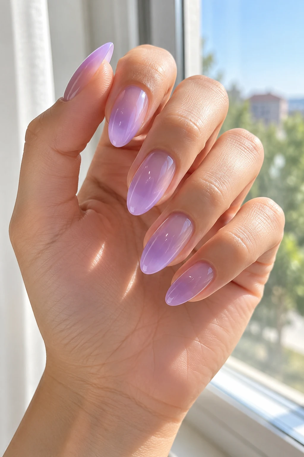 Sheer Jelly Lavender Nails