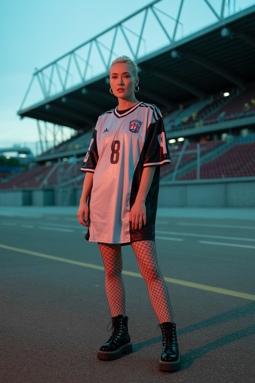 Jersey Dress With Combat Boots