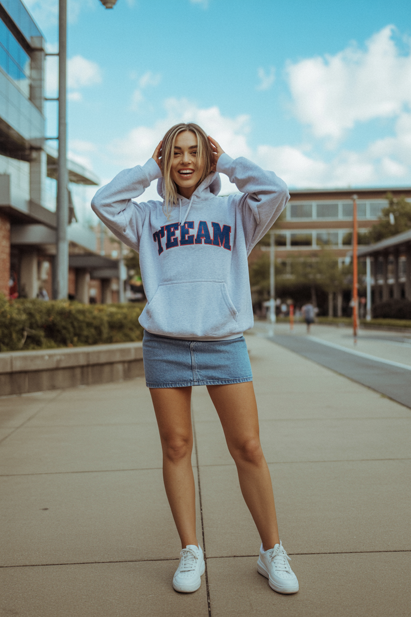Hoodie With Mini Skirt